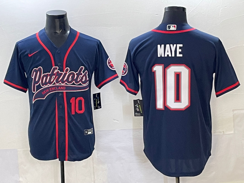Men 2025 New England Patriots #10 Maye blue Nike NFL jersey style 4